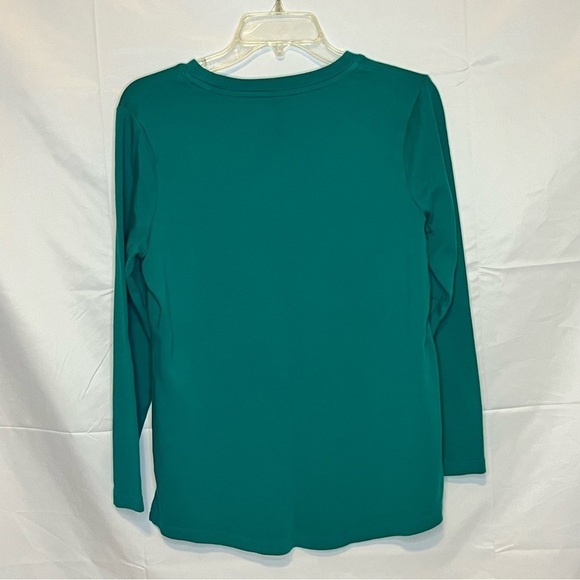 Isaac Mizrahi Essentials Crew Neck Blouse, Long Sleeve, Green Sweatshirt, Medium - Picture 2 of 10